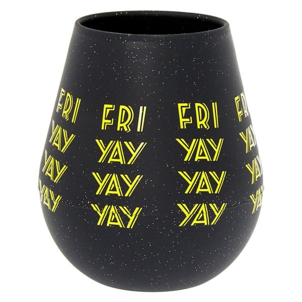 SILICONE FRI YAY WINE GLASS - BLACK